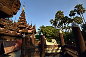 Myanmar - Mandalay, Shwe In Bin Kyaung a wonderful example of the Burmese unique teak architecture and wood-carving art. 